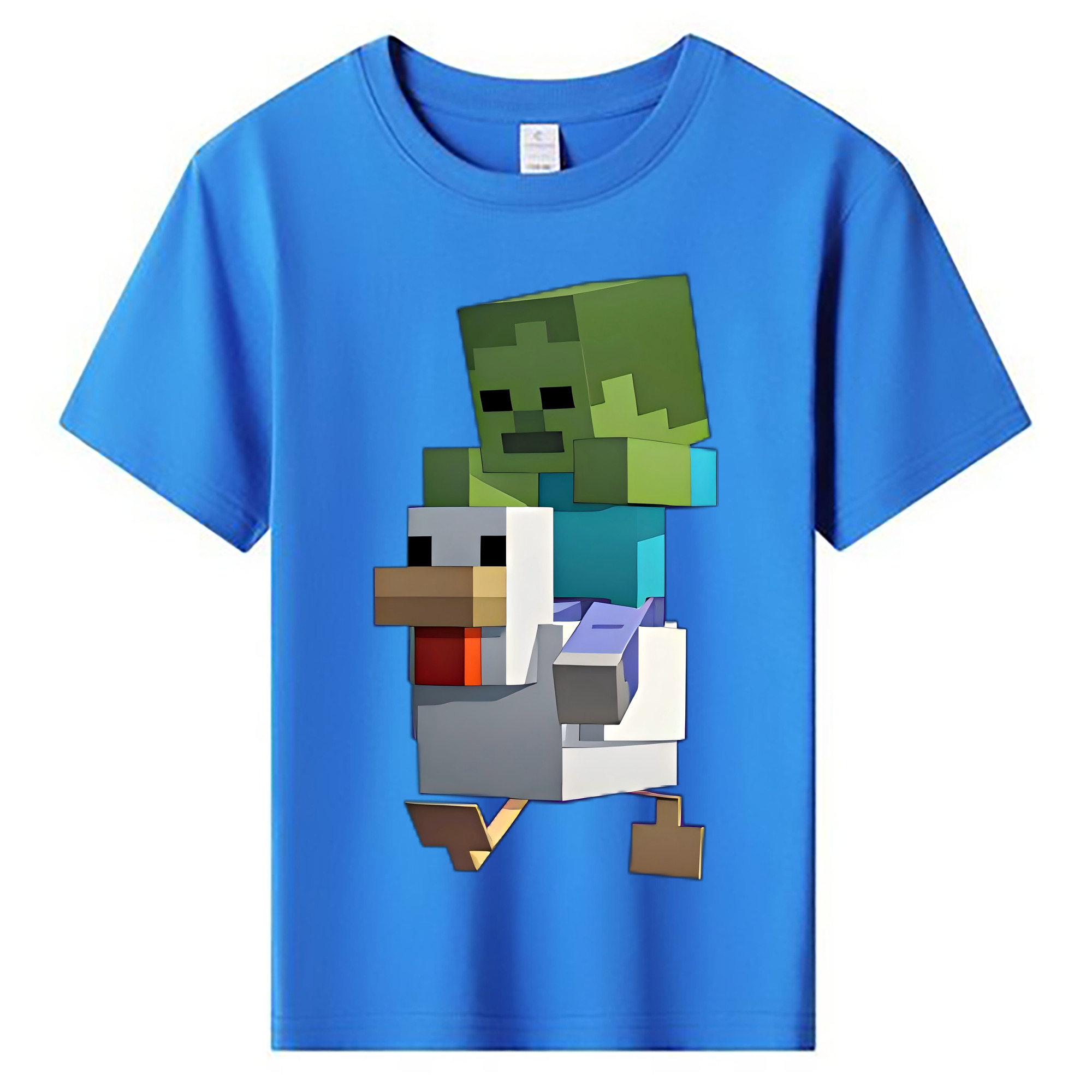 （画像用） マインクラフト ブロックの世界 Minecraft MC Block world 綿100％キッズTシャツ（フロントプリント）